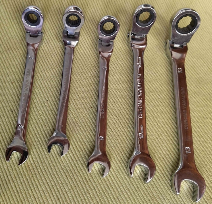 Ключи рожковые, накидные с храповым механизмом (трещетка) 5 шт., фото №5