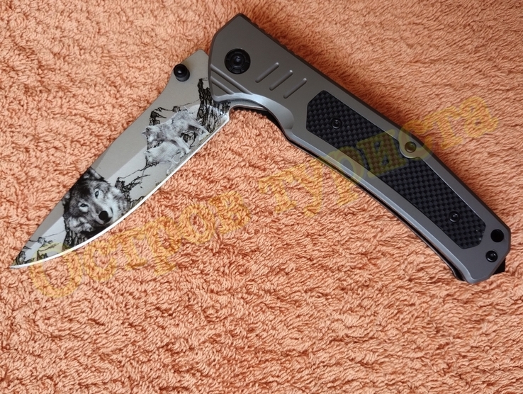 Нож складной Wolf с клипсой стеклобой, фото №6