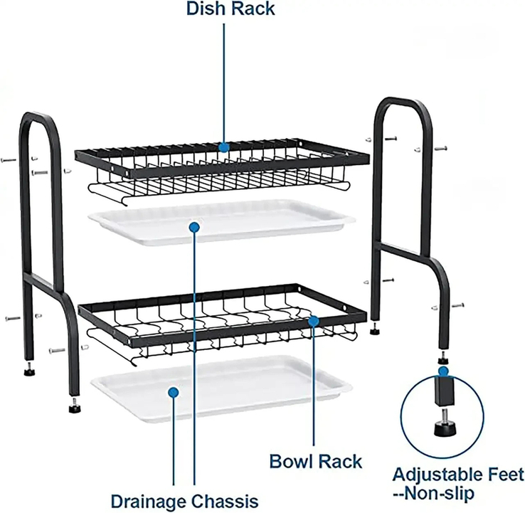 Органайзер для сушки и хранения посуды металл 2 яруса Bawl Rack (R2F-43см), numer zdjęcia 3