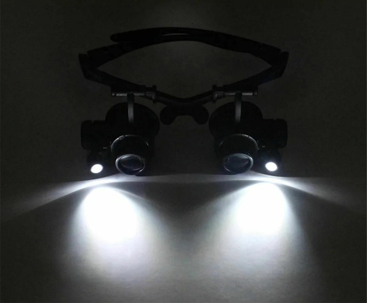 Бінокулярні окуляри з LED-підсвіткою і змінними лінзами 10Х 15X 20X 25X (1309), фото №11