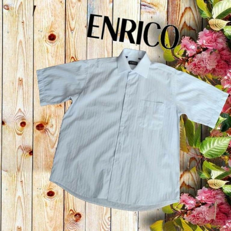 Enrico Рубашка мужская короткий рукав белая в полоску L (41-42), numer zdjęcia 3