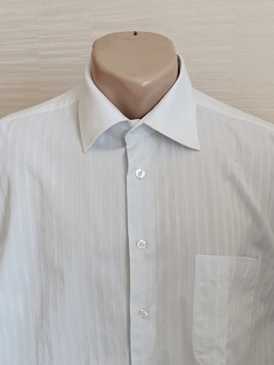 Enrico Рубашка мужская короткий рукав белая в полоску L (41-42), фото №4