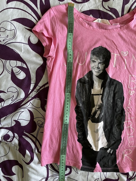 H&amp;M Justin Bieber 2013 Made in Turkey рожева футболка, фото №3