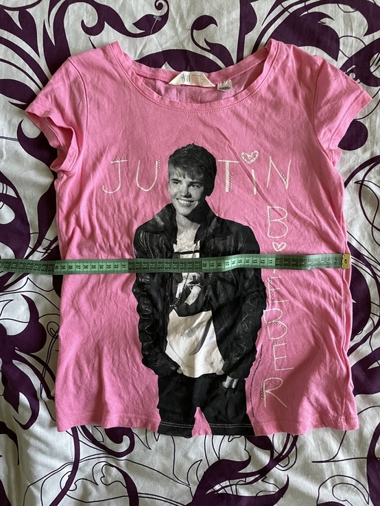 H&amp;M Justin Bieber 2013 Made in Turkey рожева футболка, фото №4