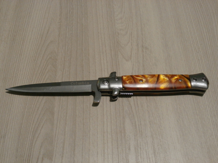 Cкладний викидний ніж стилет Colunbia Buffalo horn Bayonet Classik italian Stilatto 22.5см, фото №2