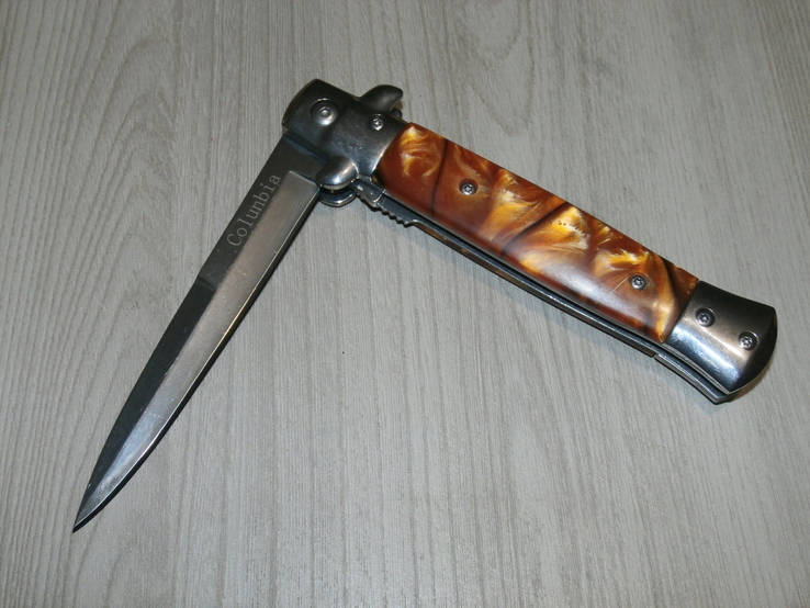 Cкладний викидний ніж стилет Colunbia Buffalo horn Bayonet Classik italian Stilatto 22.5см, photo number 6