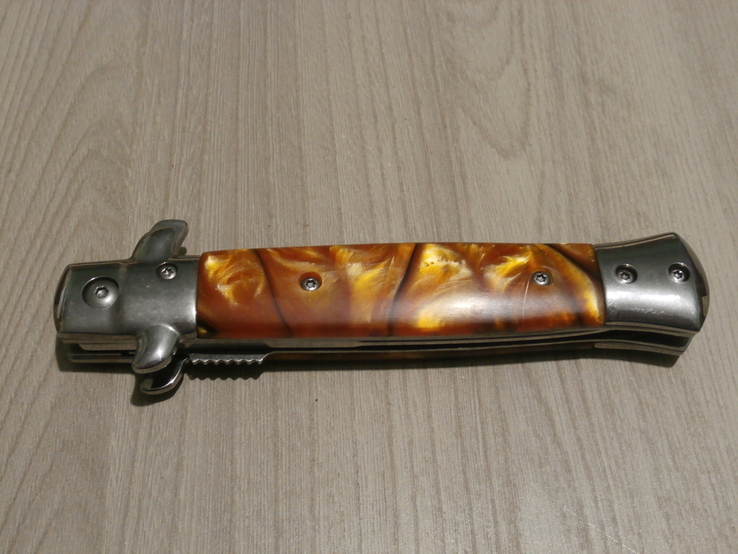 Cкладний викидний ніж стилет Colunbia Buffalo horn Bayonet Classik italian Stilatto 22.5см, numer zdjęcia 7