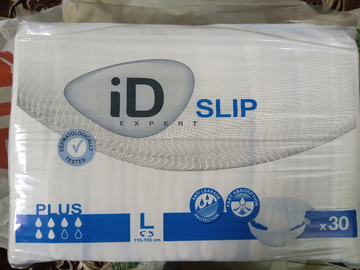 Підгузки для дорослих ID SLIP Plus Large 30 шт 80 см-125 см, L, numer zdjęcia 2