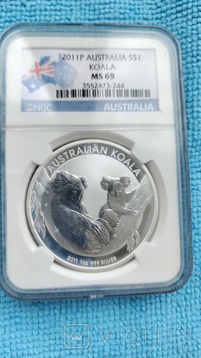 Срібло NGC MS-69 Коала 1 долар 2011 Австралія 1 Oz 999 Koala MS69