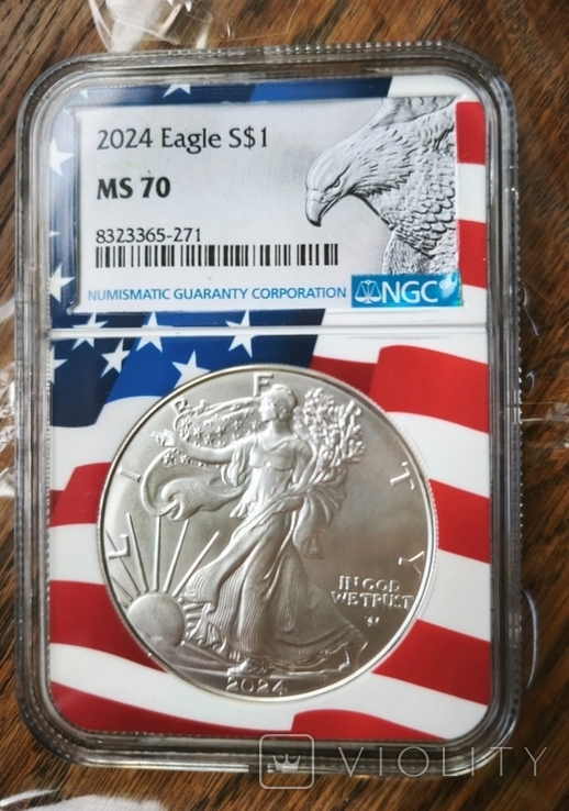 2024 Silver Eagle NGC MS70 Eagle Label American Flag Core