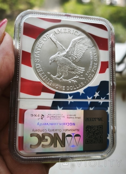 2024 Silver Eagle NGC MS70 Eagle Label American Flag Core