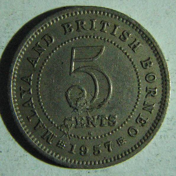 5 центов Малая и Борнео Елизавета 1957г.