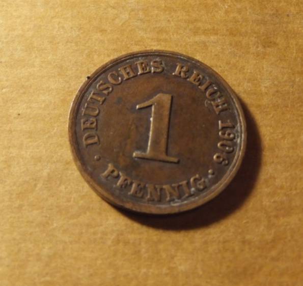 Германия 1906 год монета 1 пфенинг A