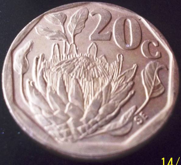 20 центів 1993 ПАР, фото №2