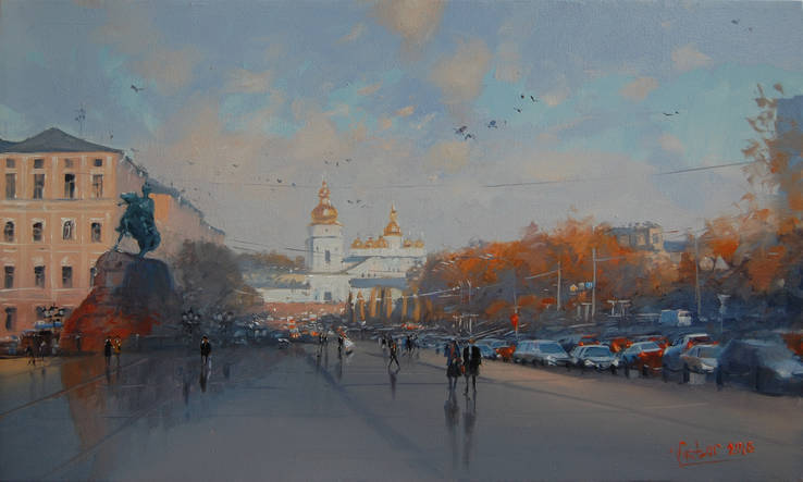 Картина "Киев, Софиевская пл.", холст, масло Микитенко В