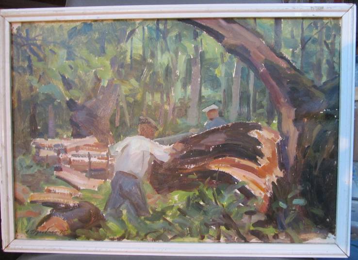 Картина Дзюбан И. "Лесорубы" 1975 г., фото №2