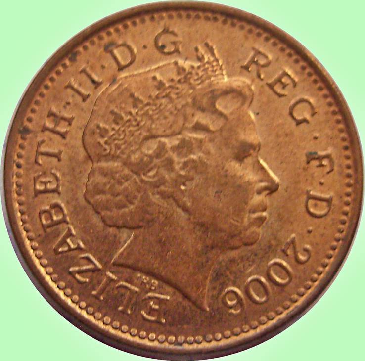 58.Великобритания 1 пенни, 2006 год,старый тип.