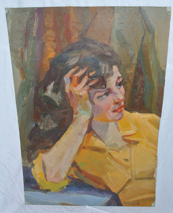 Юкляевских И.И. к/м  «Портрет девушки» 1960г., фото №4