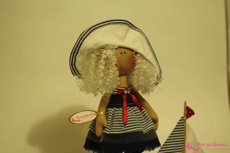 Текстильная кукла Мишель и кораблик, фото №2