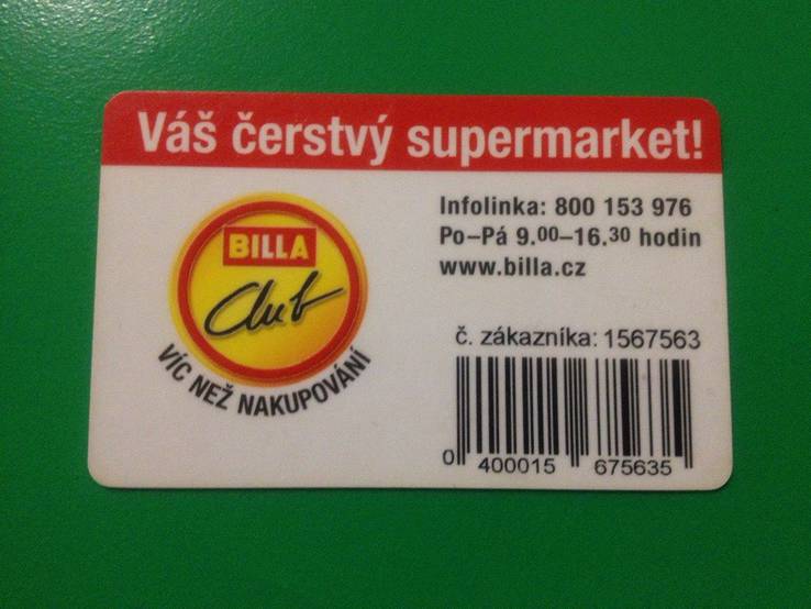 Дисконтная карта супермаркета Billa (Чехия), фото №3