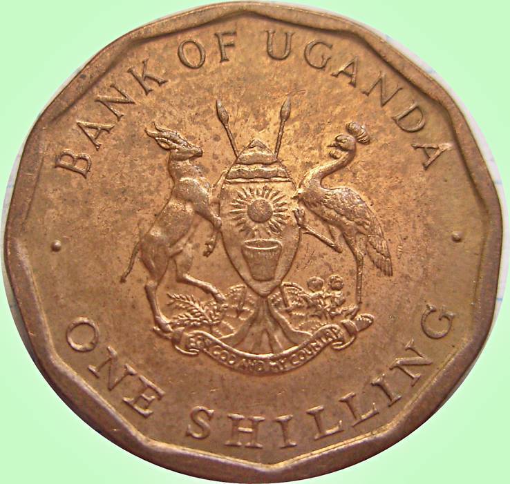 136. Уганда 1 шиллинг, 1987г,12-угольник