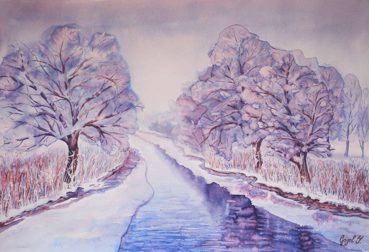 Грациозная зима - акварельный пейзаж / Graceful winter - watercolor landscape