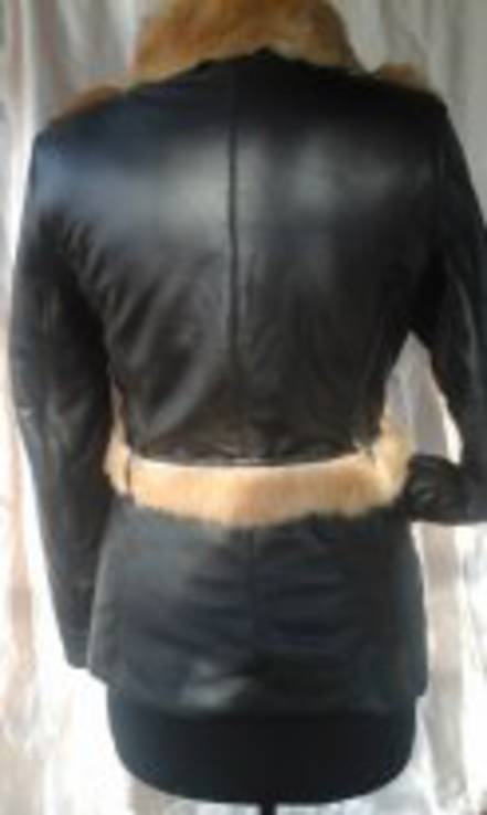 Куртка зимняя женская размер L. Цвет - темно коричневый, мех рыий кроль., photo number 3