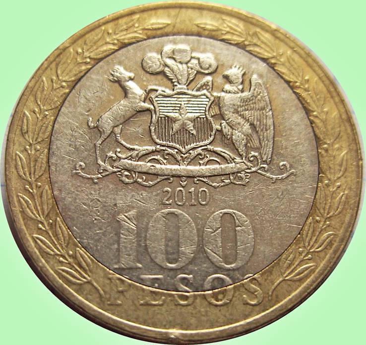 146.Чили 100 песо, 2010 год