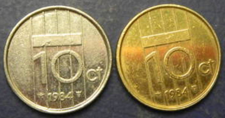 10 центів Нідерланди 1984 (два різновиди), фото №2