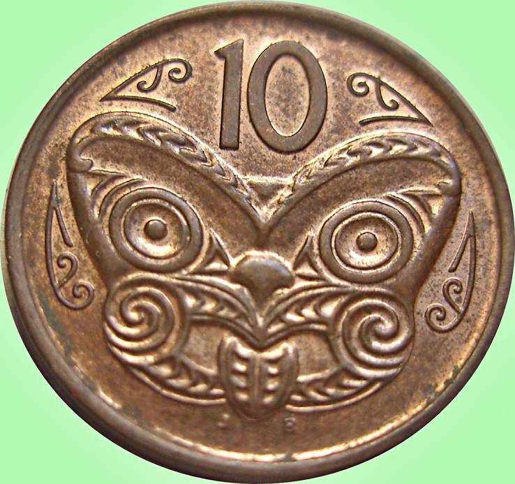 2.Новая Зеландия 10 центов, 2009 год.