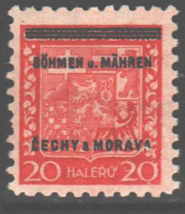 Богемия и Моравия. 1939. Надпечатка, 20 гелл.**.
