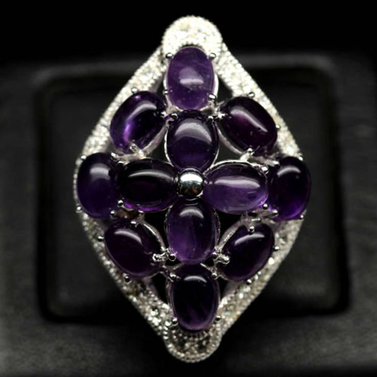 Кольцо с пурпурными аметистами, фото №2