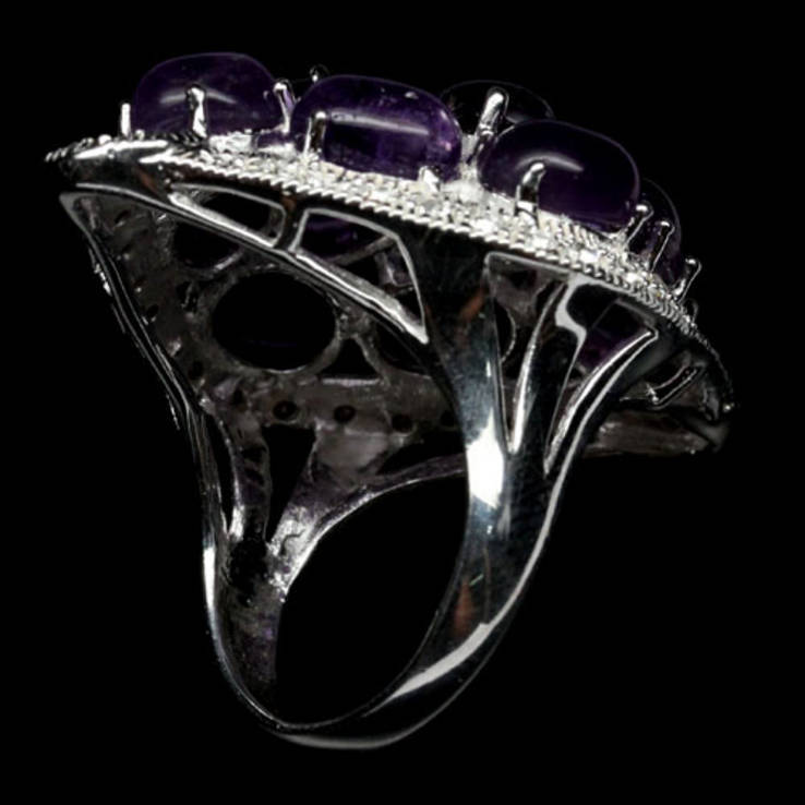 Кольцо с пурпурными аметистами, фото №3