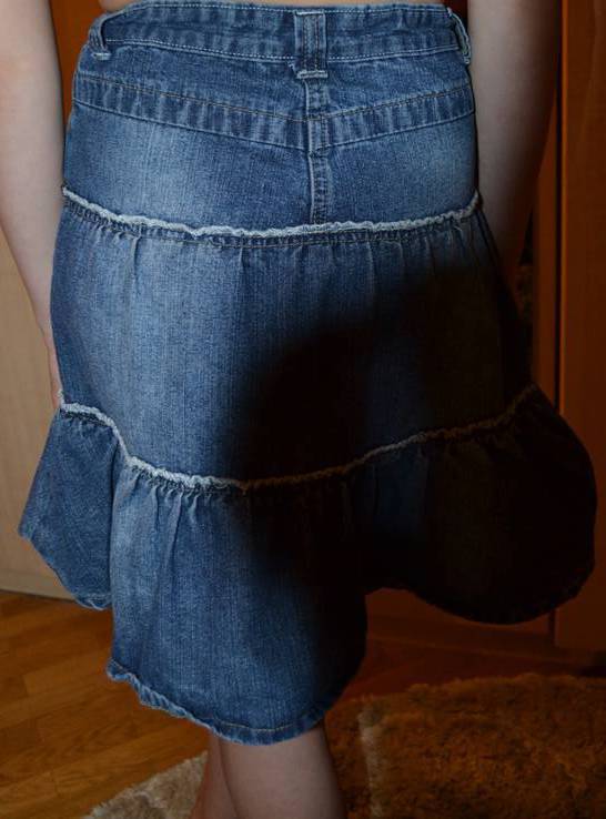 Юбка джинсовая с оборками для девочки, фото №3