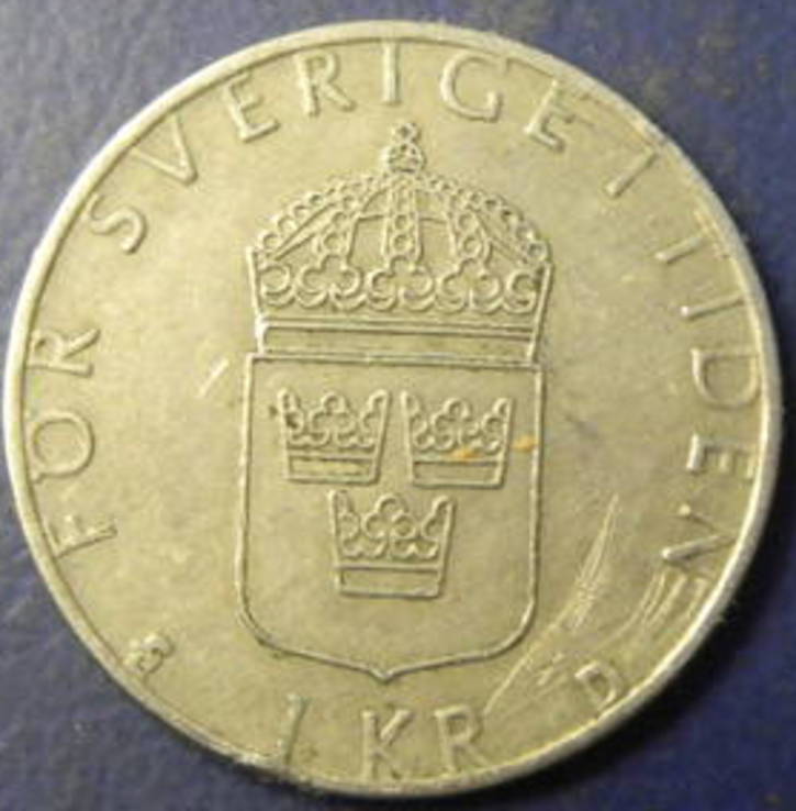 1 крона Швеція 1990, фото №3