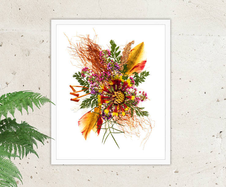 Цветочная фантазия, композиция из засушенных цветов и листьев - Violity