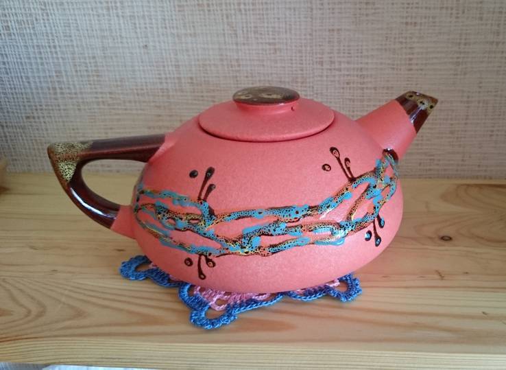 Чайник керамика оранжевый 1000 мл, фото №2