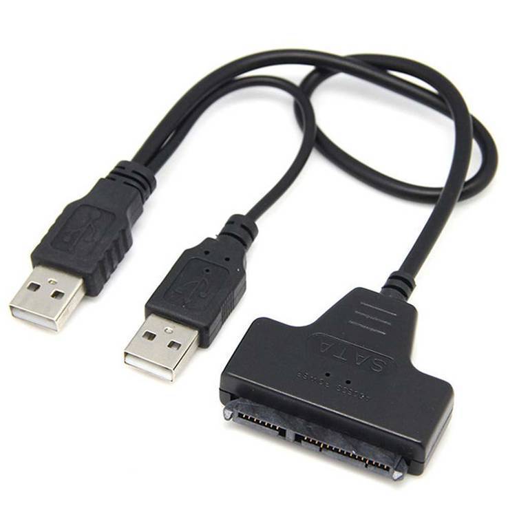Адаптер переходник USB 2.0 на SATA 22 Pin 2.5" HDD+SSD (2 кабеля USB), фото №2