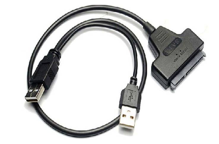 Адаптер переходник USB 2.0 на SATA 22 Pin 2.5" HDD+SSD (2 кабеля USB), фото №4