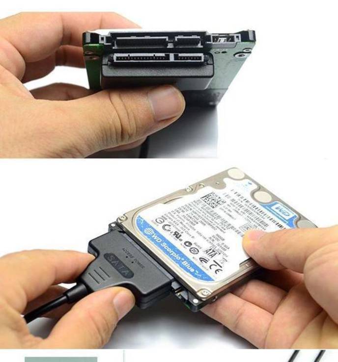 Адаптер переходник USB 2.0 на SATA 22 Pin 2.5" HDD+SSD (2 кабеля USB), фото №8