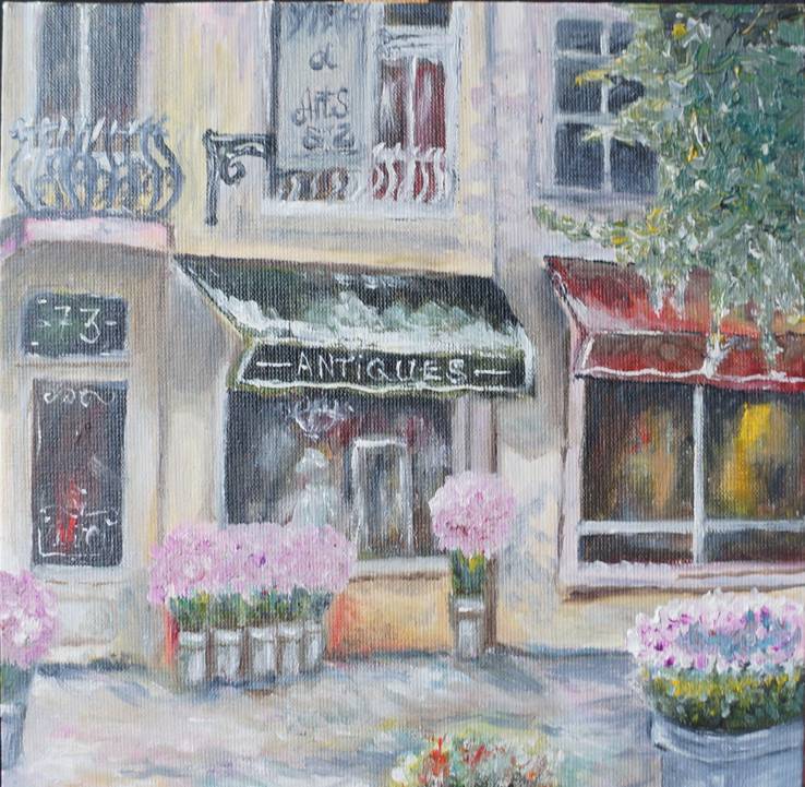 «Серия Улочки Парижа. 20х20» Цветочный магазин, фото №2