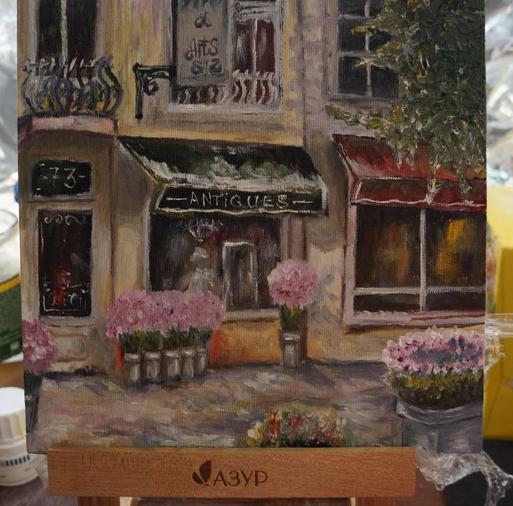 «Серия Улочки Парижа. 20х20» Цветочный магазин, фото №5