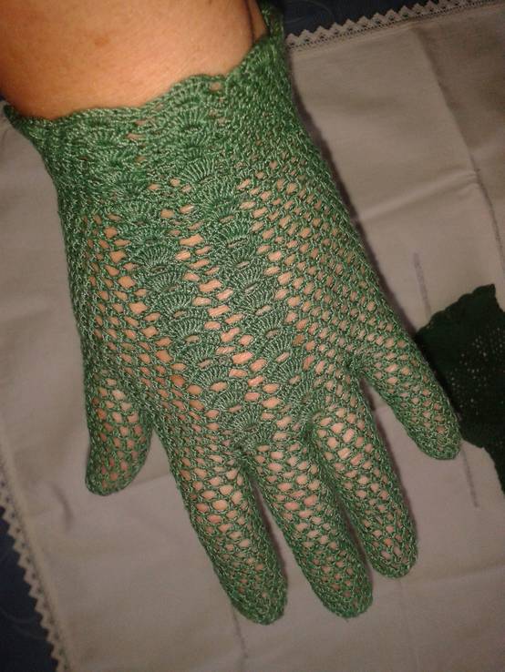 Перчатки женские зеленые, фото №3