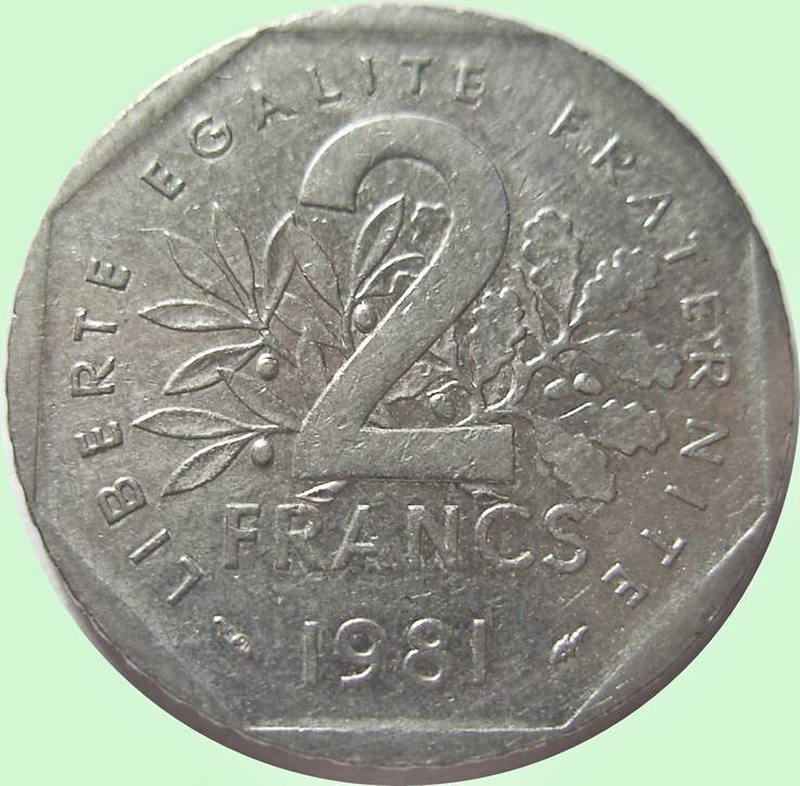 59.Франция 2 франка, 1981 год, фото №3