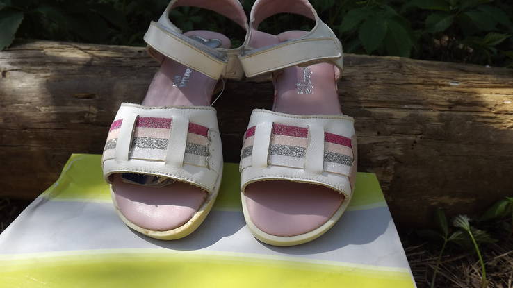 Босоножки бело/розовые кожаные 32 размер, photo number 14
