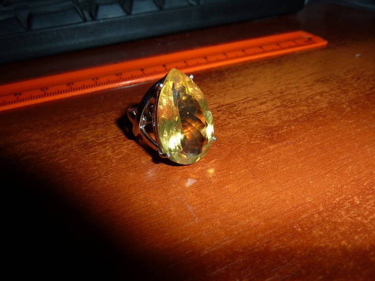 Кольцо с натуральным золотистым цитрином 30 карат, фото №4