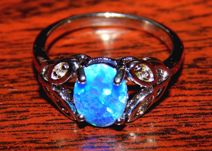 Кольцо голубой опал, фото №2