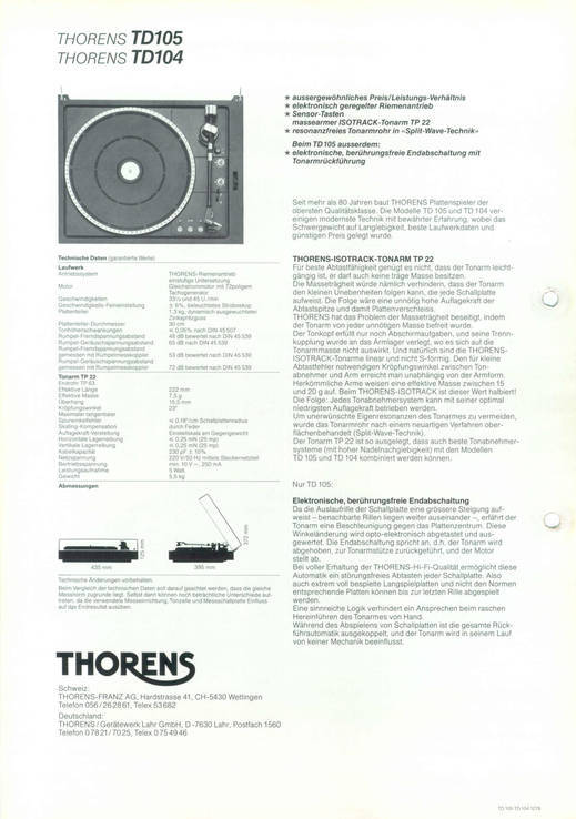 Проигрыватель винила Thorens TD 105 MK II, фото №9