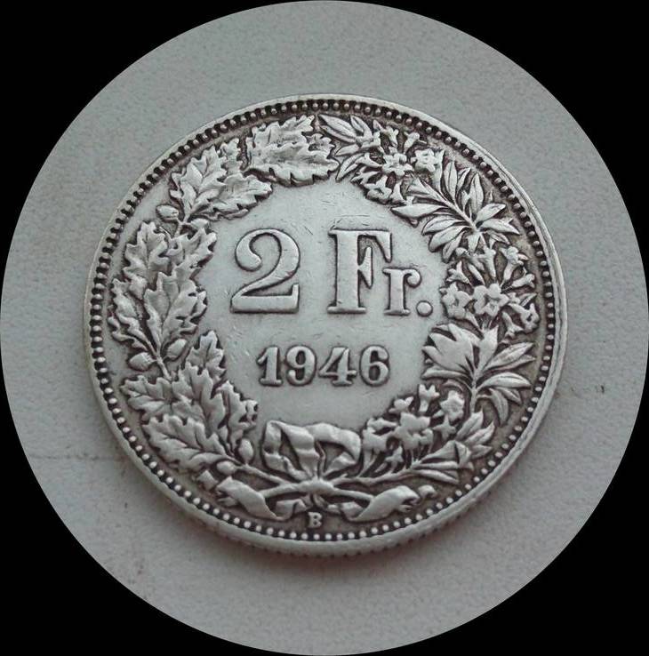 Швейцария 2 франка 1946 г., фото №2