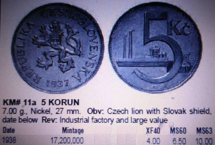 5 крон 1938 року. Чехословаччина, фото №4